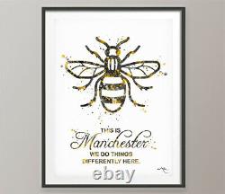 Manchester Bee Watercolor Print This is Manchester Quote Inspirational Gift-109