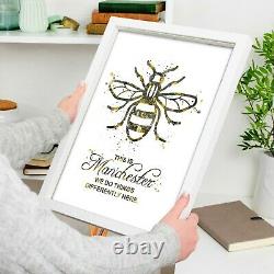 Manchester Bee Watercolor Print This is Manchester Quote Inspirational Gift-109