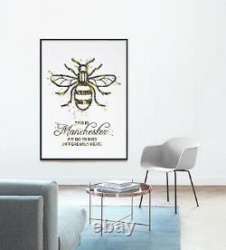 Manchester Bee Watercolor Print This is Manchester Quote Inspirational Gift-109