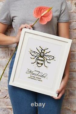 Manchester Bee Watercolor Print This is Manchester Quote Inspirational Gift-109