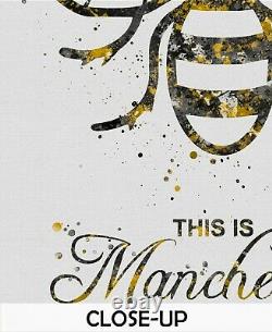 Manchester Bee Watercolor Print This is Manchester Quote Inspirational Gift-109