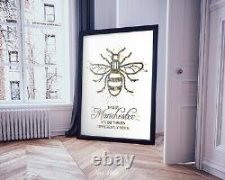 Manchester Bee Watercolor Print This is Manchester Quote Inspirational Gift-109