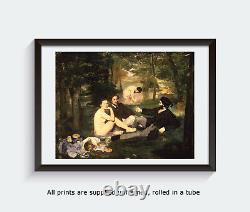 Manet Le Dejeuner sur L'Herbe fine art giclee print poster wall art WITH BORDER