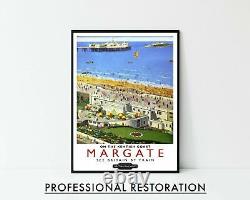 Margate Poster, British Vintage Railway Travel Print, framed A6 A5 A4 A3 A2 A1