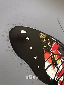 Martin Whatson Signed Orange Butterfly Revive Print Street Art Poster Dface Kaws