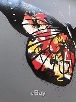 Martin Whatson Signed Orange Butterfly Revive Print Street Art Poster Dface Kaws