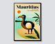 Mauritius Africa Vintage Travel Poster, Beach And Palm Tree Wall Art, Dodo Sea