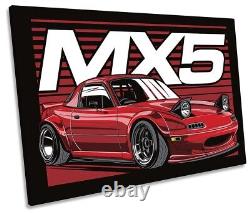 Mazda MX-5 Car Picture SINGLE CANVAS WALL ART Print Red