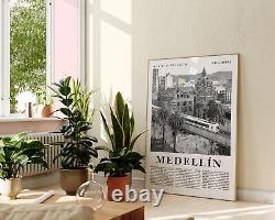 Medellin Colombia Portrait Poster, Modern Photographic Wall Art, Black and