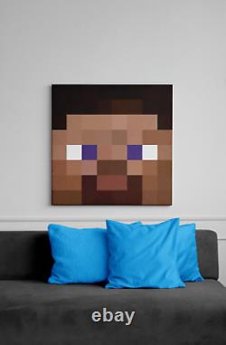 Minecraft Steve Canvas Print Large Minecraft Artwork Wall Art for Kids