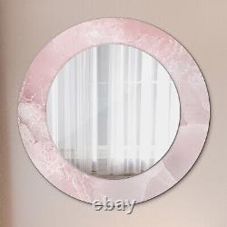 Modern Wall Mirror Bathroom Colorful Printed Pattern Frame Pink Stone