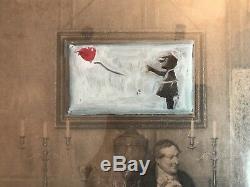 Mr. Brainwash Original Painting Oil On Linen 1 of 1 Banksy Girl With Balloon MBW