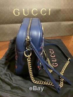 NEW Gucci Apollo Shoulder Bag Gucci Ghost Graffiti Print Blue Leather