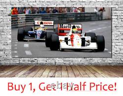 NIGEL MANSELL AYRTON SENNA MONACO F1 CANVAS WALL ART PRINT Ready To Hang