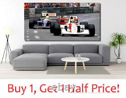 NIGEL MANSELL AYRTON SENNA MONACO F1 CANVAS WALL ART PRINT Ready To Hang