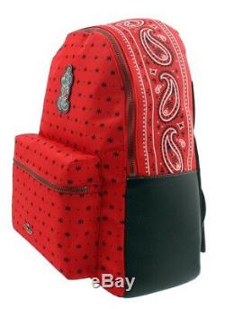 NWT COACH DISNEY Mickey Charles Backpack Prairie Bandana Print Bright Red F59358