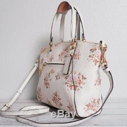 NWT Coach 91603 Leather Prairie Satchel with Rose Bouquet Print in Chalk
