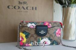 NWT Coach C5894 Poppy Crossbody In Signature Canvas With Vintage Rose Print $328