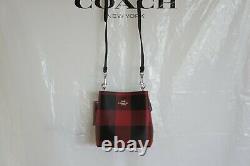 NWT Coach C7267 Mini Town Bucket Bag With Buffalo Plaid Print Black 1941 Red