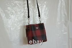 NWT Coach C7267 Mini Town Bucket Bag With Buffalo Plaid Print Black 1941 Red