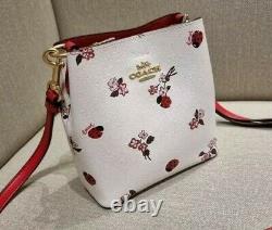 NWT Coach C7268 Mini Town Bucket Bag With Ladybug Floral Print in Chalk Multi