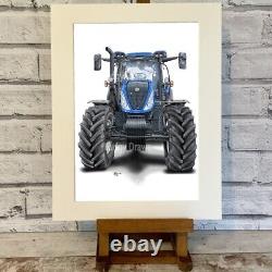 New holland Tractor Mounted or Framed Art Print fudgy Hand drawn