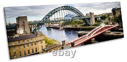 Newcastle Quayside Tyne Bridge CANVAS WALL ART Panorama Framed Print