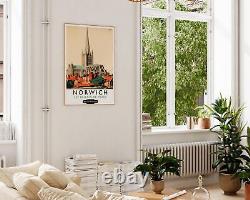 Norwich British Railways Vintage Travel Print, Cathedral City Architecture Wall