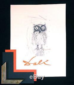 OWL Wall Decor Salvador Dali Vintage Fine Art Lithograph 1968 The Blue Owl Rare