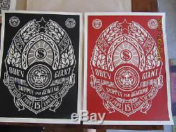 Obey Giant Supply & Demand Set 2004 Shepard Fairey Poster #/300 Signed Red Black