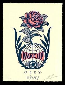 Obey Giant Wake Up Earth Letterpress Signed Numbered Shepard Fairey