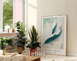 Ohara Koson Traditional Koi Fish Woodblock Print, Japanese Nature Inspired Wall