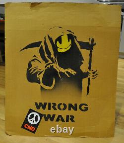 Original Banksy'Wrong War' Grin Reaper Iraq War Demonstration Placard c. 2003