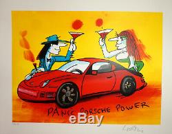 Original Farbsiebdruck Udo Lindenberg Panic Porsche Power handsigniert NEU