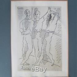 Pablo Picasso Etching Three Ballet Dancers Original Artist Pencil Signed Frame