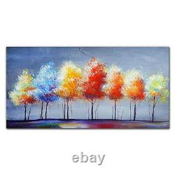 Painting Trees Colourful Glass Print 140x70 Picture Wall Photo Home Decoration