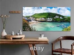 Panorama of harbor Port Isaac, Cornwall, UK framed or print only