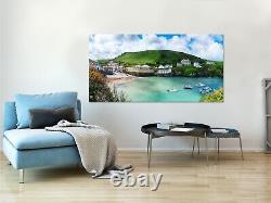 Panorama of harbor Port Isaac, Cornwall, UK framed or print only