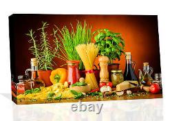 Pasta Herbs and Spices Kitchen Canvas Wall Art Picture Print