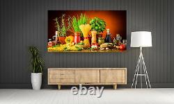 Pasta Herbs and Spices Kitchen Canvas Wall Art Picture Print