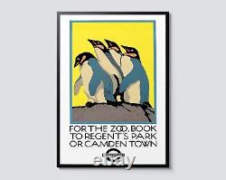 Penguins, London Zoo Vintage Illustration Wall Art, Animal-Themed Decor