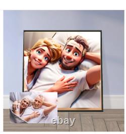 Personalised Cartoon Animation, Cartoon Portrait From Photo Framed Ready-to-Hang