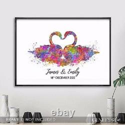 Personalised Love Swan Couple Print, Wedding Gift, Anniversary Gift Ideas