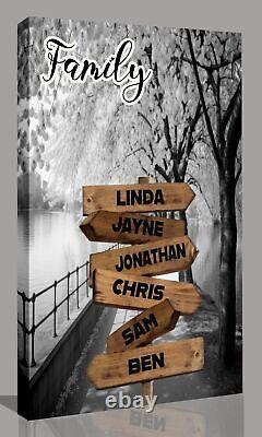 Personalized Personal Family Names Street Sign Post Canvas Wall Art Print