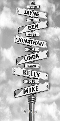 Personalized Personal up to 6 Names on Street Sign Canvas Wall Art Print