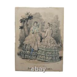Petit Courrier des Dames'Modes de Paris' Pair of Hand Coloured Etchings, 1850