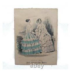 Petit Courrier des Dames'Modes de Paris' Pair of Hand Coloured Etchings, 1850