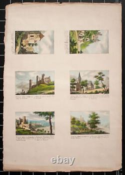 Pierre langlumé 6 views of Bacharach-colorierte Lithograph-O. J