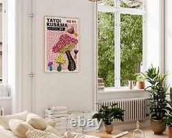 Pink Mushrooms Wall Art, Yayoi Kusama Modern Pop Print, Colourful Mushroom