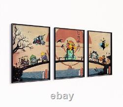 Pokemon Poster Set of 3 Canvas / Art Print / Framed Ninja Wall Art Prints